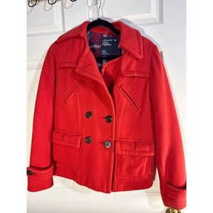 American‎ Eagle Outfitters Red Wool Blend Pea Coat Jacket Womens S/P